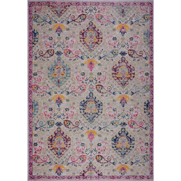 Tapis rétro, 7,8 pi x 10,4 pi, polypropylène, beige/crème