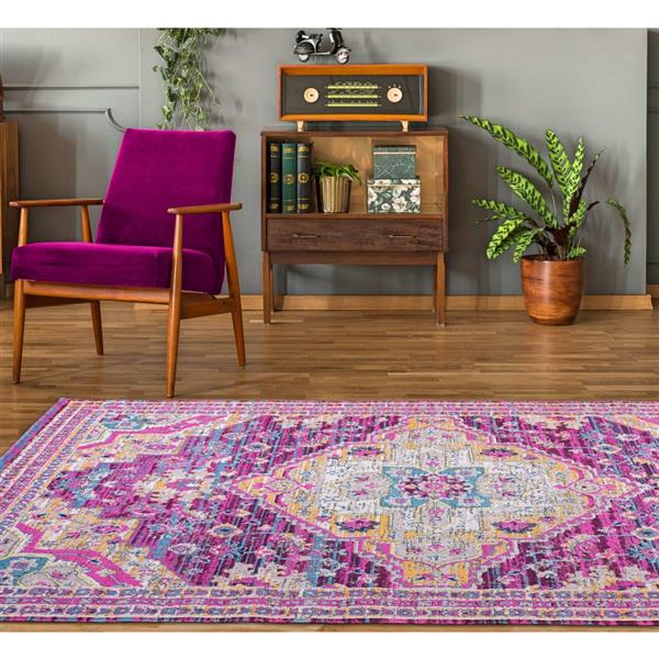 La Dole Rugs®  Elson Area Rug - 7.8-ft x 10.4-ft - Polypropylene - Purple/Pink