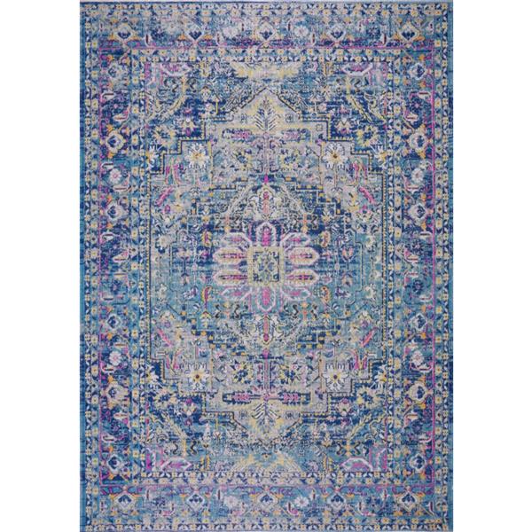 Tapis d piextérieur Rowen, 5,3 pi x 7,5 pi, polypropylène, bleu