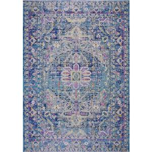 Tapis d piextérieur Rowen, 5,3 pi x 7,5 pi, polypropylène, bleu