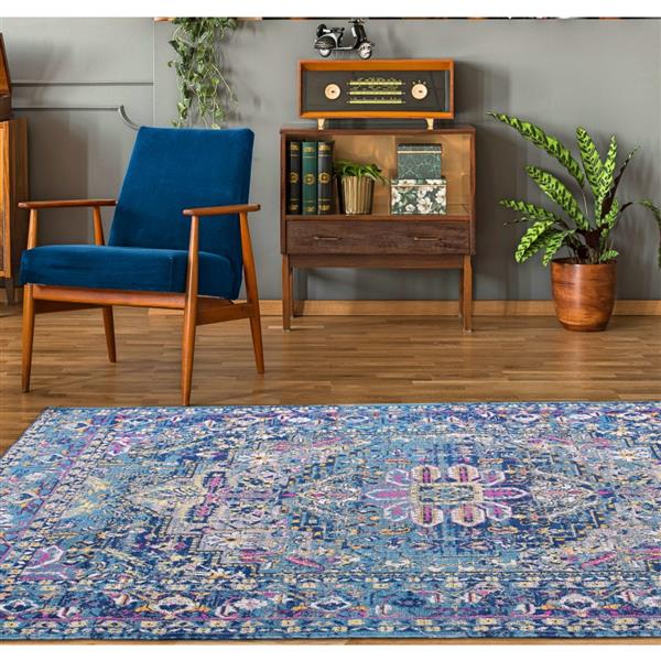 Tapis d piextérieur Rowen, 6,4 pi x 9,4 pi, polypropylène, bleu