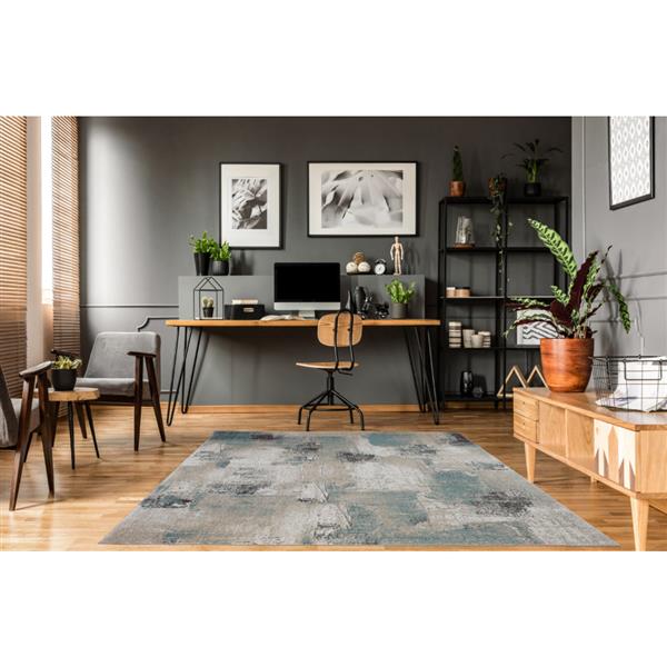 La Dole Rugs® Yorkson Area Rug - 6.4-ft x 9.4-ft - Polypropylene - Beige/Blue