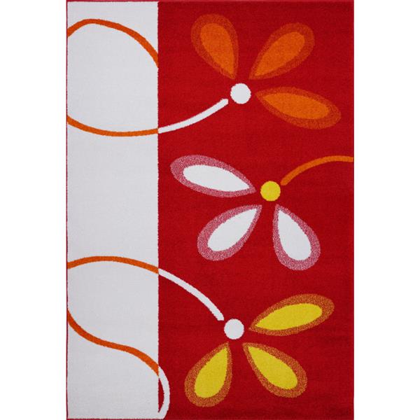 La Dole Rugs®  Floral Area Rug - 5.3-ft x 7.5-ft - Polypropylene - Red/Cream