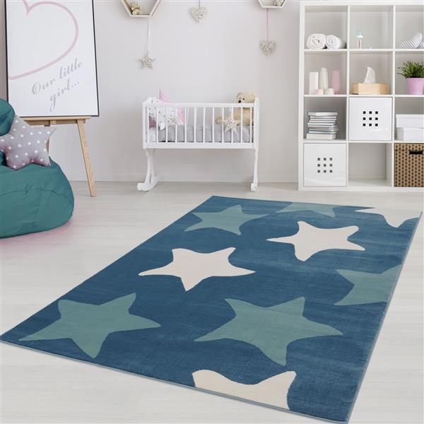La Dole Rugs® Stars Area Rug - 6.4-ft x 9.4-ft - Polypropylene - White/Blue