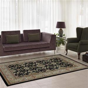 La Dole Rugs® Traditionnal Rug - 3.9' x 5.6' - Polypropylene - Black/Cream