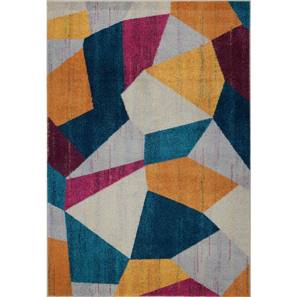 La Dole Rugs®  Geometric Rug - 7.8-ft x 10.4-ft - Polypropylene - Yellow/Blue