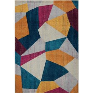 La Dole Rugs® Geometric Rug - 7.8' x 10.4' - Polypropylene - Yellow/Blue