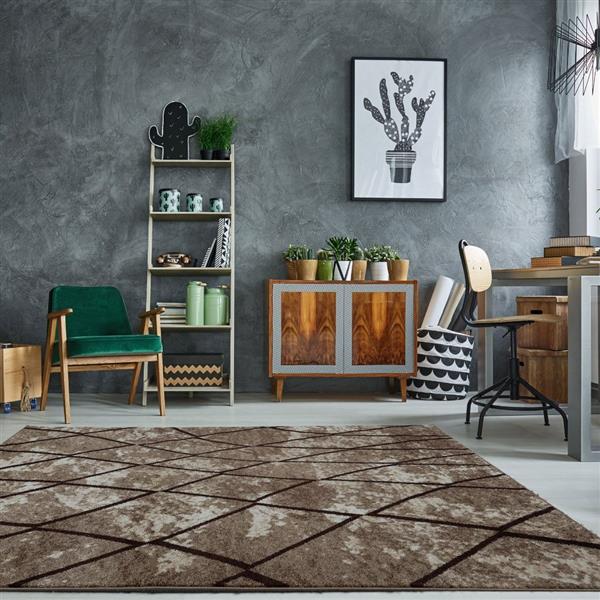 La Dole Rugs®  Geometric Rug - 6.4-ft x 9.4-ft - Polypropylene - Dark Beige