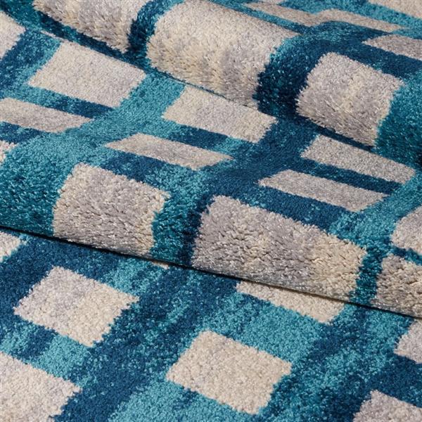 La Dole Rugs®  Geometric Area Rug - 2-ft x 3.3-ft - Polypropylene - Blue/Beige