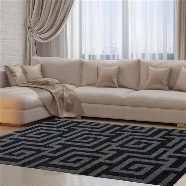 La Dole Rugs®  Calgary Abstract Area Rug - 5.3-ft x 7.5-ft - Microfibre - Gray