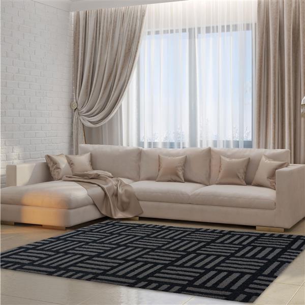 La Dole Rugs® Oknagon Abstract Area Rug - 6.4-ft x 9.4-ft - Microfibre - Gray