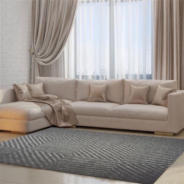 La Dole Rugs® Whistler Abstract Area Rug - 6.4-ft x 9.4-ft - Microfibre - Gray