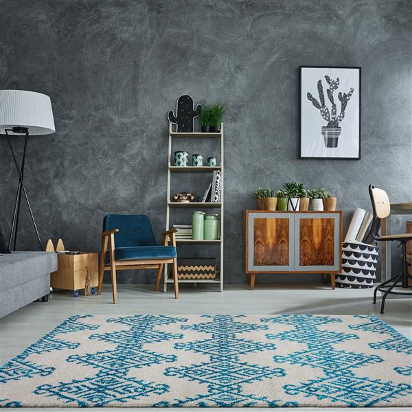 La Dole Rugs®  Area Rug - 6.4-ft x 9.4-ft - Polypropylene - Turquoise/Ivory