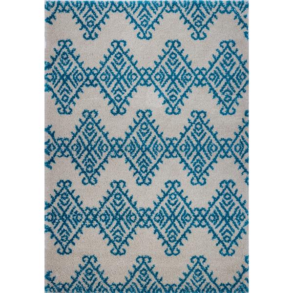 La Dole Rugs®  Area Rug - 6.4-ft x 9.4-ft - Polypropylene - Turquoise/Ivory