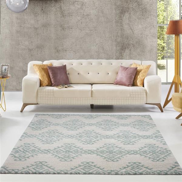 La Dole Rugs®  Geometric Rug - 6.4-ft x 9.4-ft - Polypropylene - Ivory/Green