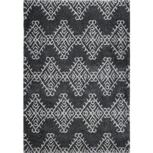 Tapis géométrique, 6,4' x 9,4', polypropylène, gris/ivoire