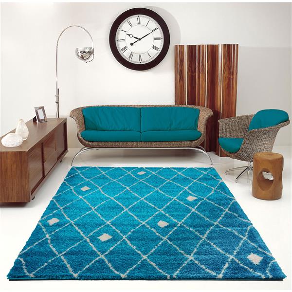 La Dole Rugs®  Area Rug - 6.4-ft x 9.4-ft - Polypropylene - Turquoise/Ivory