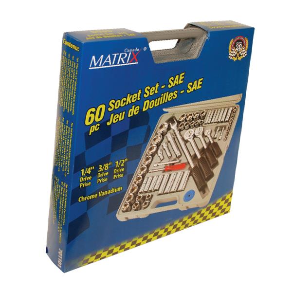 Matrix Toolway 60-Piece SAE Socket Set 1/4"- 3/8" -1/2"