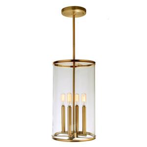 JVI Designs Gramercy 4-Light Pendant - 10-in x 59.5-in - Satin Brass