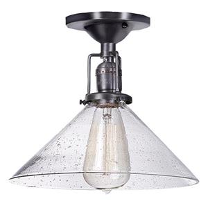 JVI Designs Bailey One Light Ceiling mount - 10-in x 9.25-in - Gun Metal
