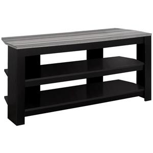 Meuble de coin pour téléviseur, noir et dessus gris, 42"l