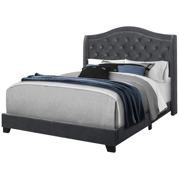 Monarch Specialties Bed Dark, Dark Gray Queen Bed Frame