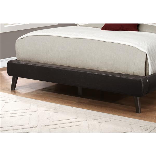 Monarch Specialties Monarch Bed Brown Leather Look With Wood Legs Queen Size Rona