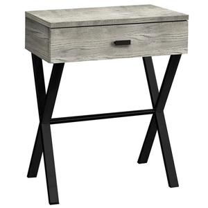 Table d'appoint 24 poH  1 tiroir, faux bois gris et métal noir