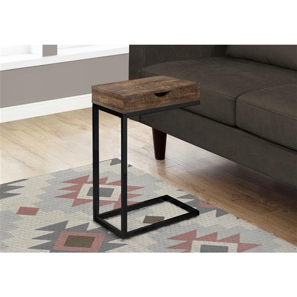 Monarch Accent Table with Drawer - Brown Reclaimed Wood /Black