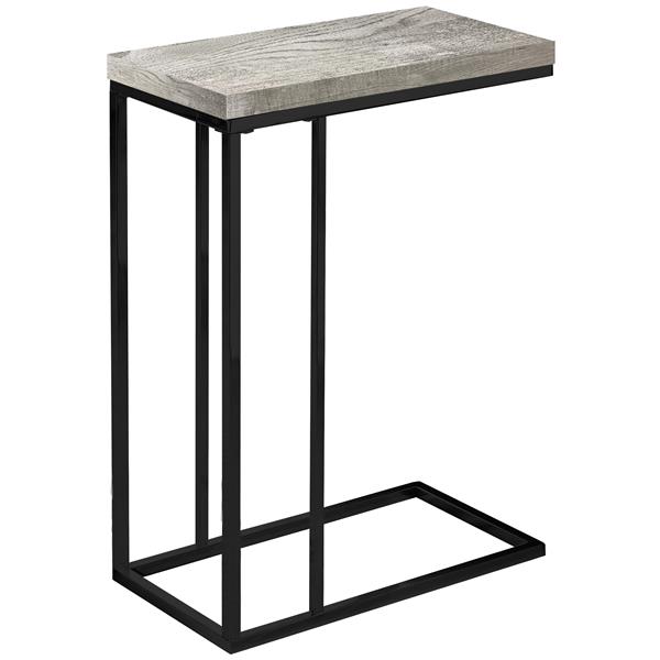 Table d'appoint, faux bois gris et métal noir