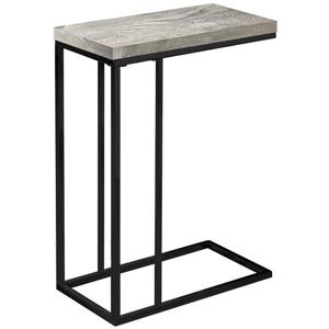 Table d'appoint, faux bois gris et métal noir