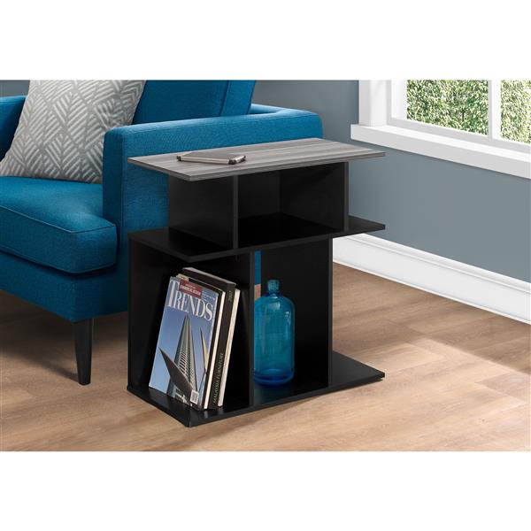 Monarch Accent Table 24-in H - Black with Grey Top - 24-inx24-inx12-in