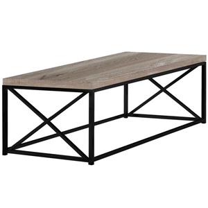 Table de salon, Faux bois taupe et métal noir, 44"