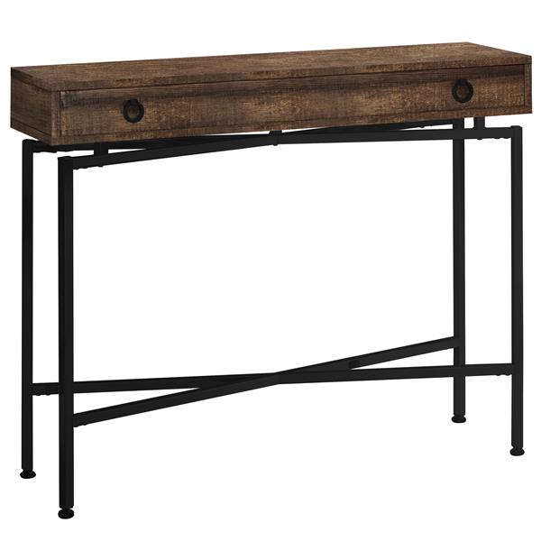 Table d'appoint console en faux bois brun et noir,  42 po