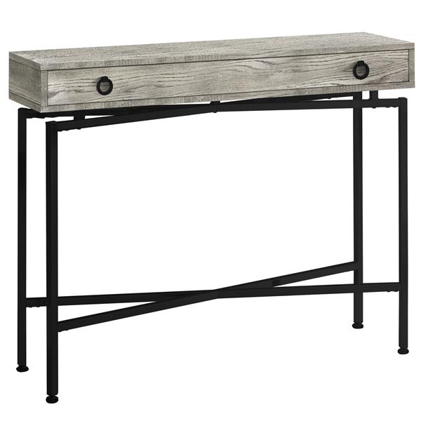 Monarch Accent Table - Console Grey Reclaimed Wood and Black 42-in