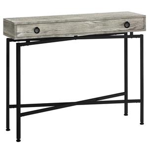 Table d'appoint console en faux bois gris, base noire,  42 po