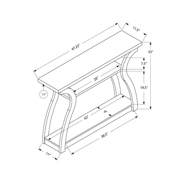Monarch Accent Table - White Hall Console - 47-inL