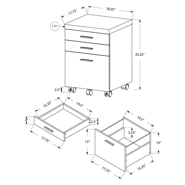 Monarch Specialties Filing, Filing Cabinet Dimensions