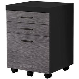 Monarch Filing Cabinet with 3 Drawer on Wheels - Black and Grey