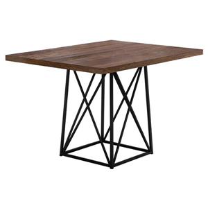 Table salle à manger, faux bois brun et métal noir, 36"X 48"