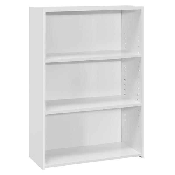 Monarch Specialties Bookcase, White Three Shelf Bookcase