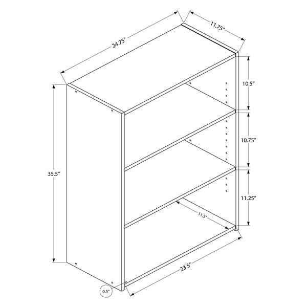 Bibliothèque/étagère avec 3 tablettes, cappuccino,  36 poh