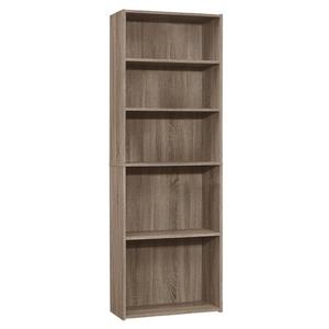 Monarch Bookcase with 5 Shelves - Dark Taupe -  72-in H