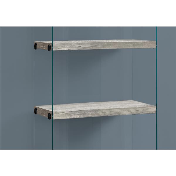Monarch Bookcase - Grey Reclaimed Wood and Glass Panels - 60-in H
