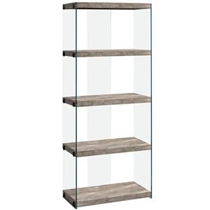 Monarch Bookcase - Taupe Reclaimed Wood and Glass Panels - 60-in H