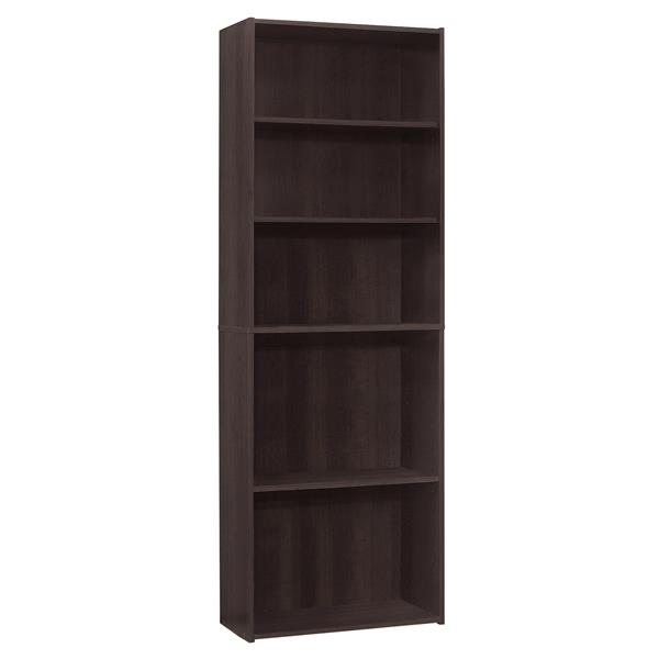 Monarch Bookcase with 5 Shelves - Cappuccino -  72-in H