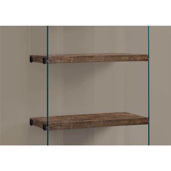Monarch Bookcase - Brown Reclaimed Wood and Glass Panels - 60-in H