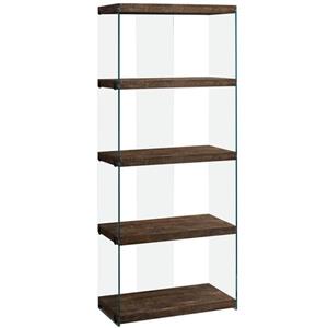 Monarch Bookcase - Brown Reclaimed Wood and Glass Panels - 60-in H