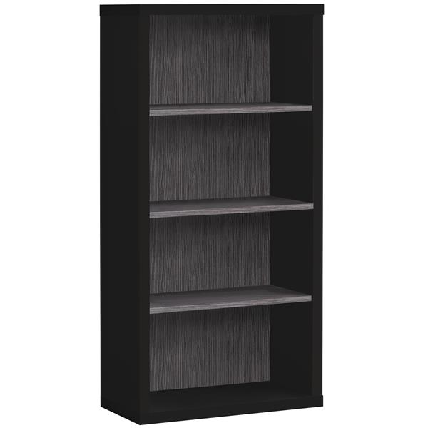 Monarch Bookcase with Adjustable Shelves - Black and Grey - 48-in H