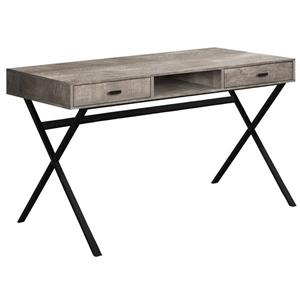 Bureau de travail avec tiroirs, taupe et métal noir, 48"l